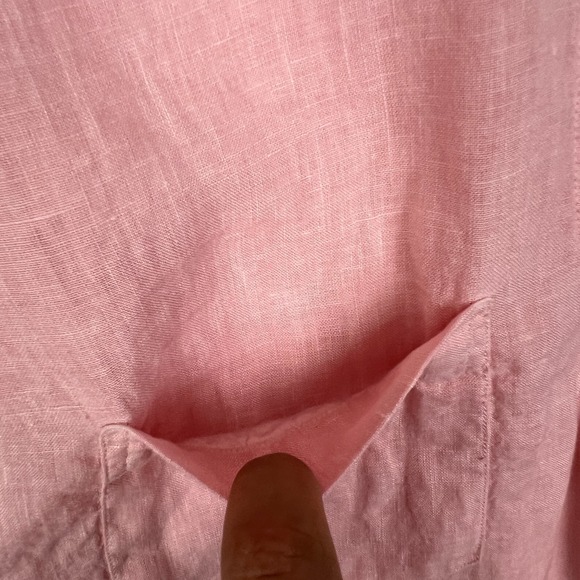 Todd Snyder Linen Button Up Shirt Mens Small Pink Short Sleeve Pocket Somelos - Picture 4 of 10